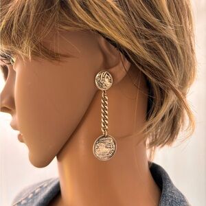 Designer Jenny Bird Silver Coin Drop Earrings